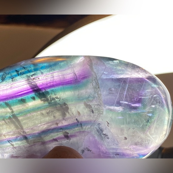 Giant Rainbow Fluorite Palm Stone - Picture 11 of 15